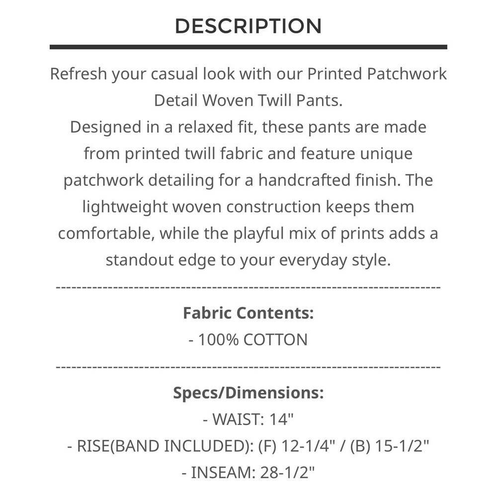 POL Boho Printed Patchwork Detail Woven Twill Pan… - image 3